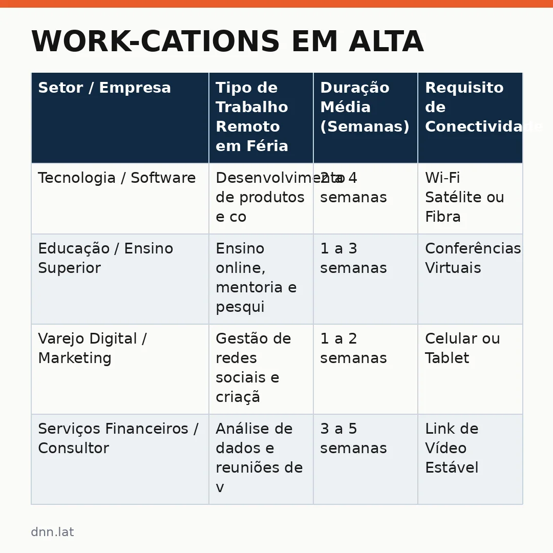 Infográfico - Work-cations em Alta: Empresas Adotam Férias de Trabalho para Conquistar Talentos