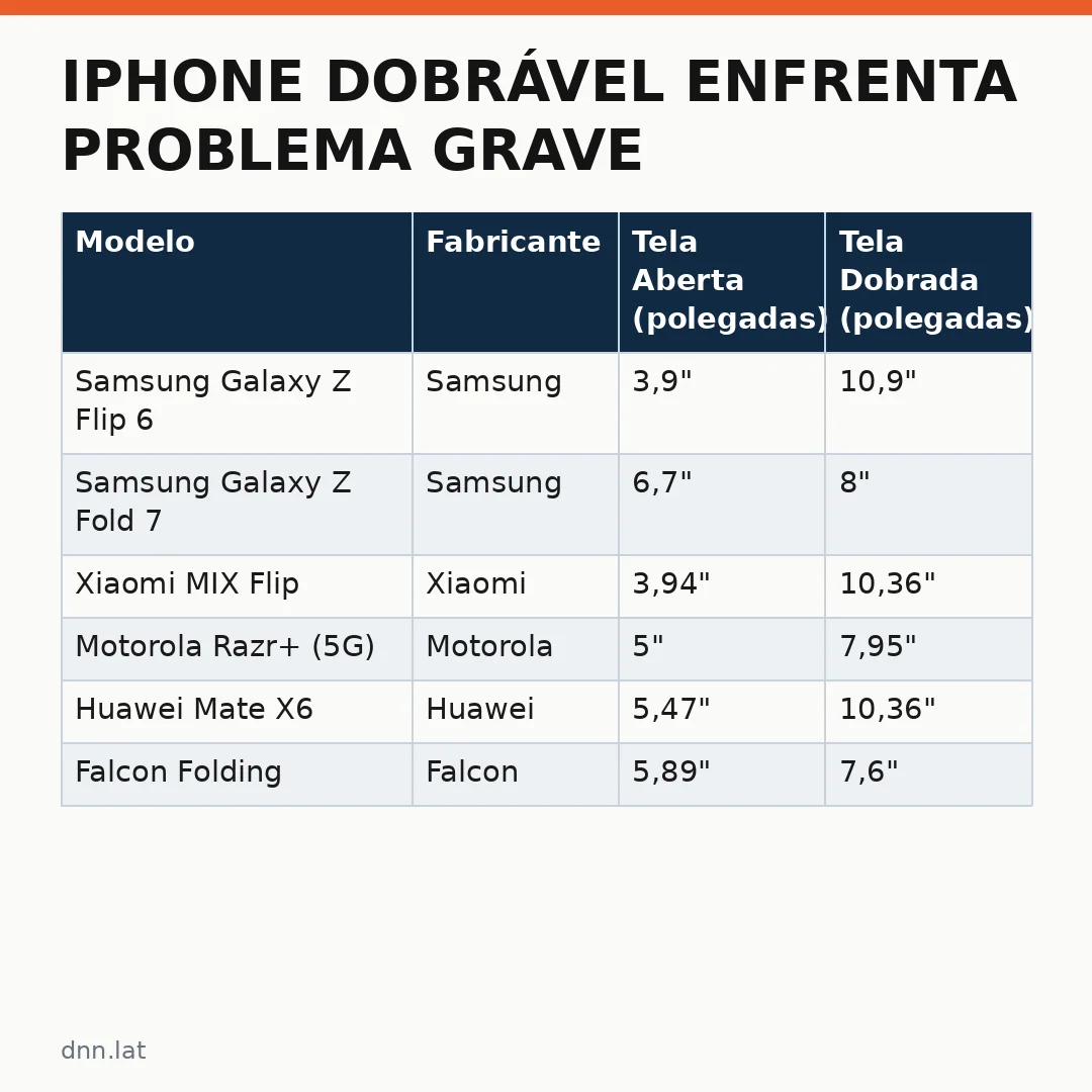 Infográfico - iPhone dobrável enfrenta problema grave: análise completa sobre a escassez imediata