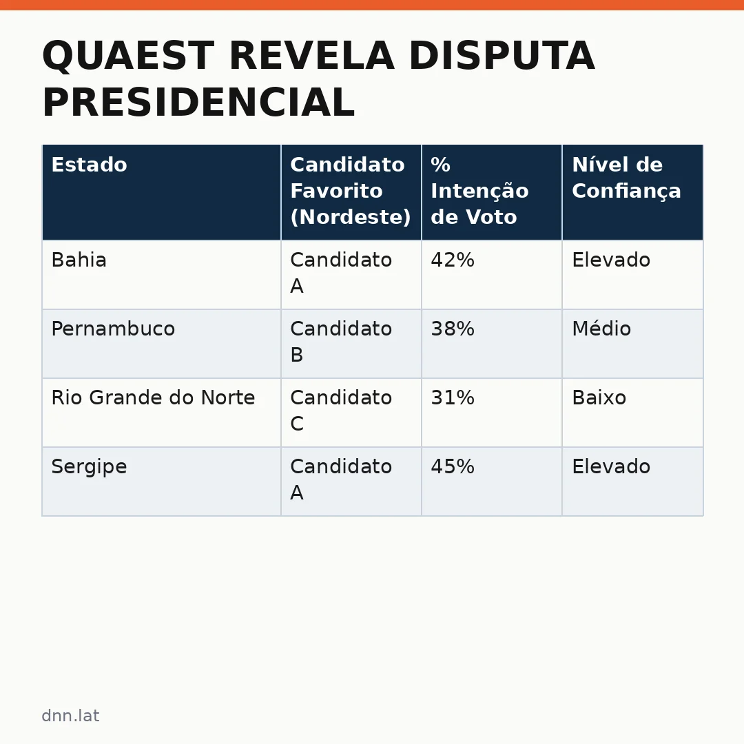 Infográfico - Quaest revela disputa presidencial: mapa de intenções mostra cenário eleitoral em 2024