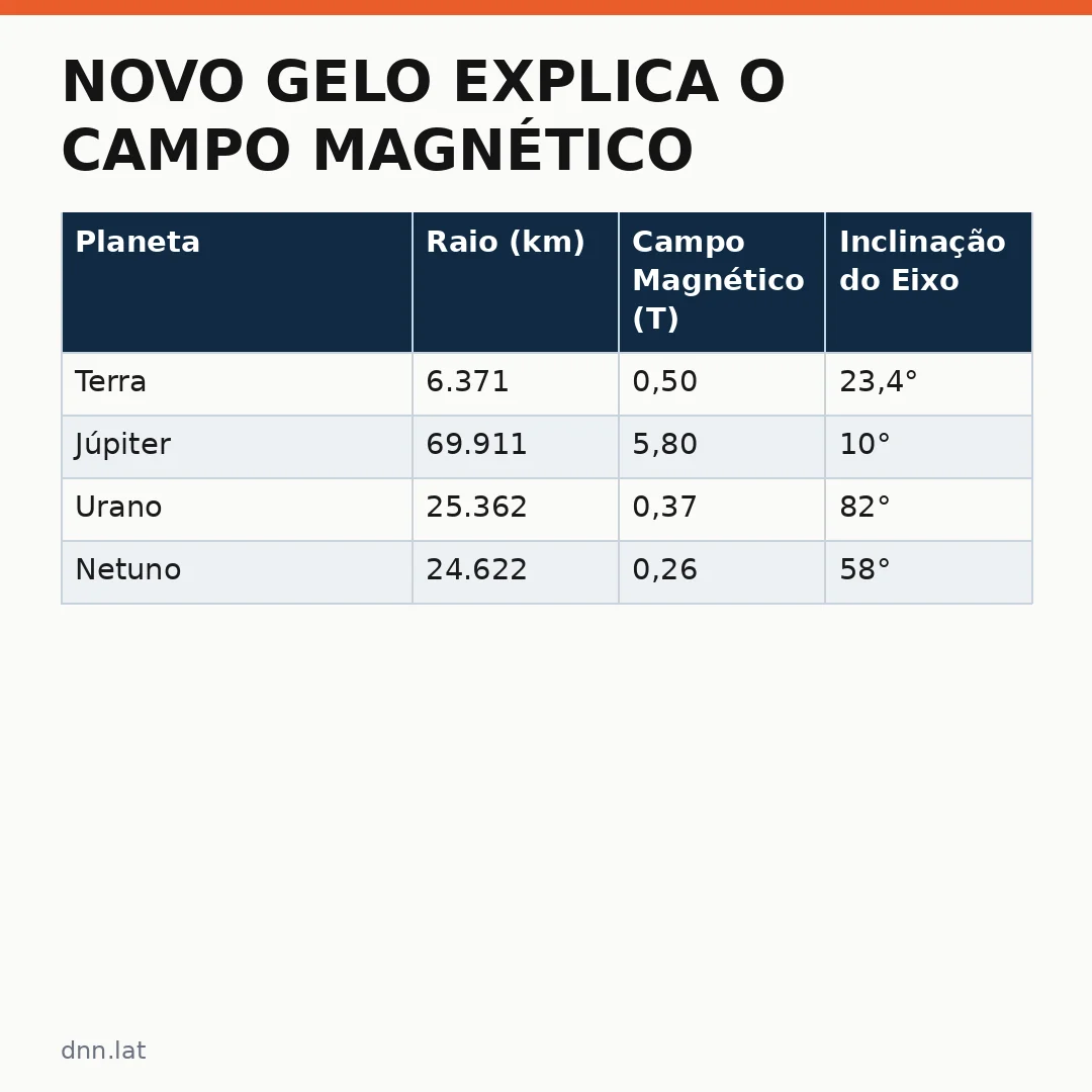 Infográfico - Novo gelo explica o campo magnético de Urano e Netuno