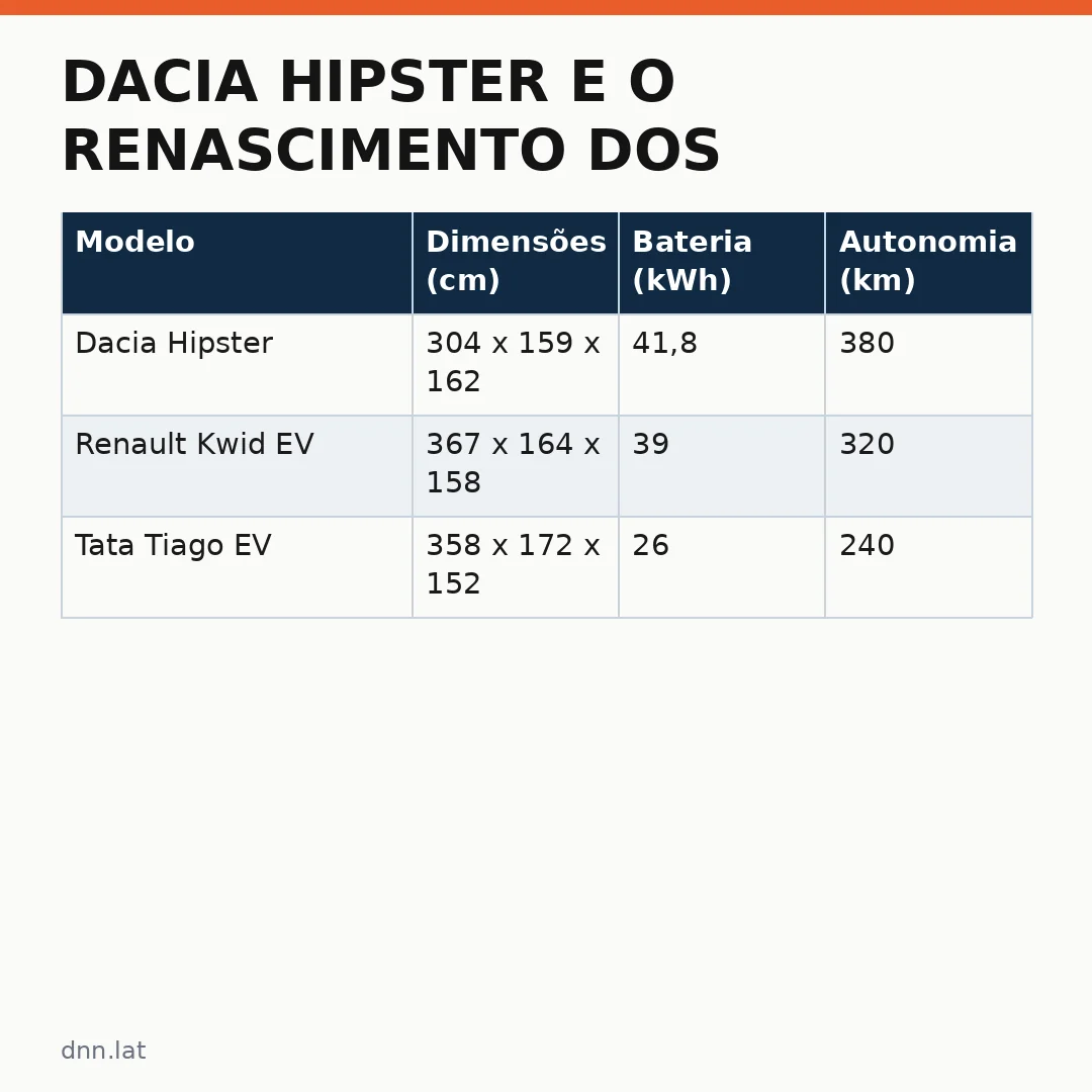 Infográfico - Dacia Hipster e o Renascimento dos Veículos Compactos Elétricos no Brasil