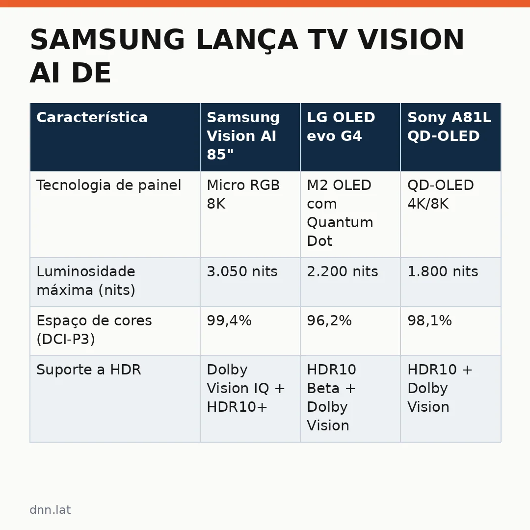 Infográfico - Samsung Lança TV Vision AI de 85 Polegadas com Micro RGB: Revolução na Televisão Premium