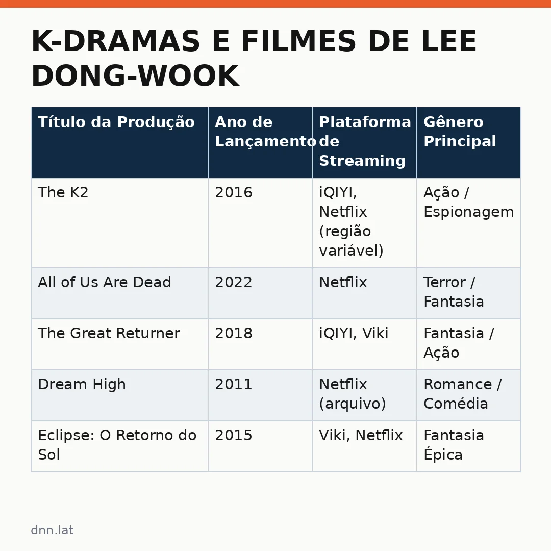 Infográfico - K-dramas e filmes de Lee Dong-wook: os títulos mais assistidos no streaming agora