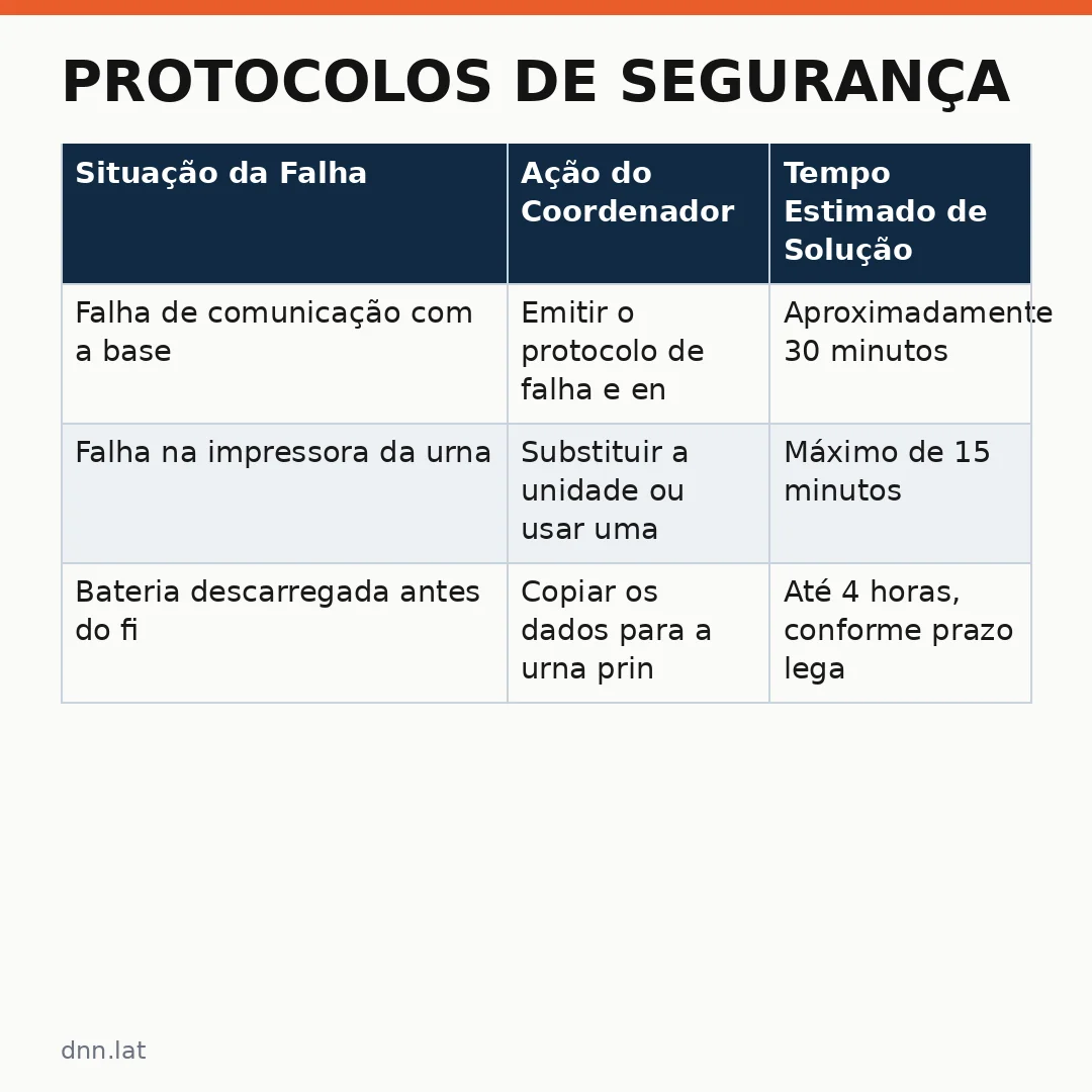 Infográfico - Protocolos de Segurança: O Que Acontece Se a Urna Eletrônica Quebrar ou Falhar
