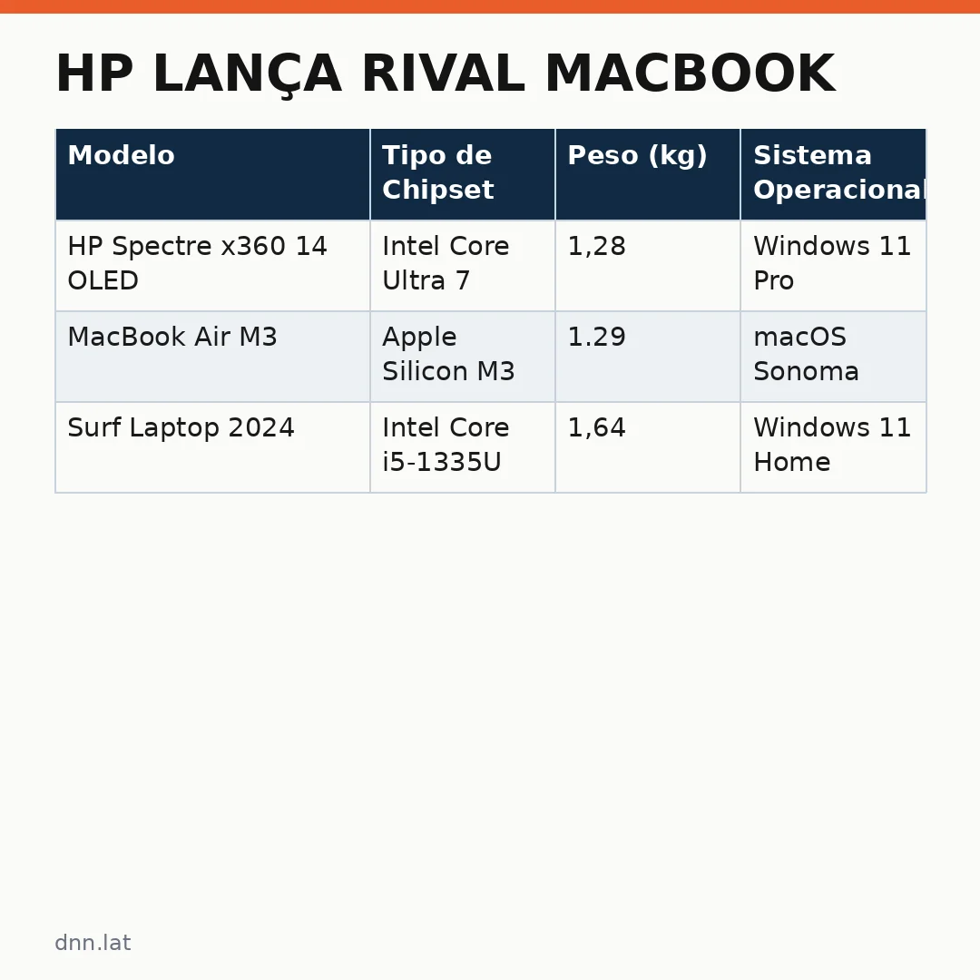Infográfico - HP Lança Rival MacBook: O Desafio da Apple na Era Intel