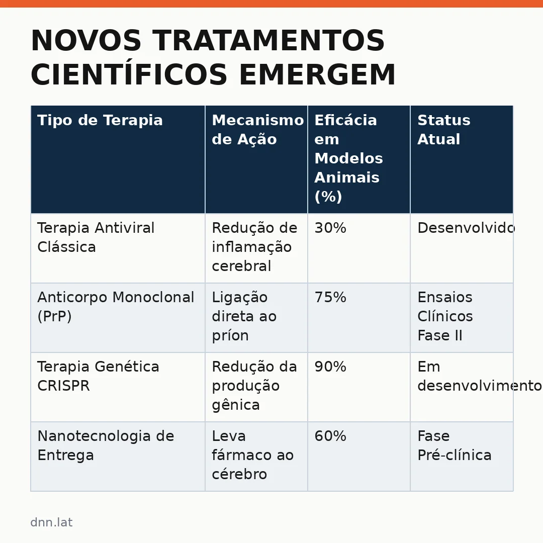 Infográfico - Novos Tratamentos Científicos Emergem Como Esperança Contra a Doença de Creutzfeldt-Jakob