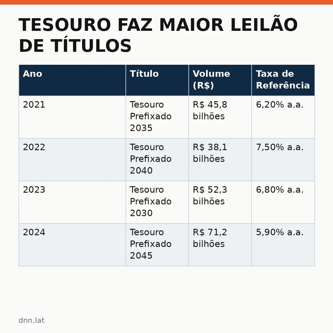 Infográfico - Tesouro faz maior leilão de títulos prefixados em meio à euforia dos investidores