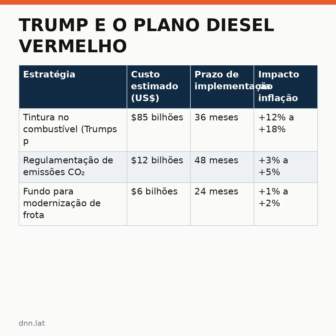 Infográfico - Trump e o plano diesel vermelho: os erros de cálculo que ninguém quis explicar