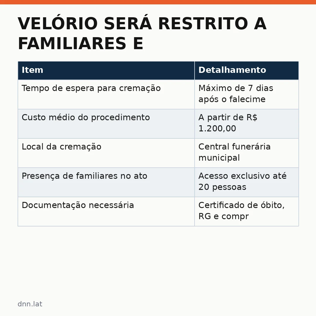 Infográfico - Velório Será Restrito a Familiares e Amigos: O que Você Precisa Saber Sobre o Processo de Cremação