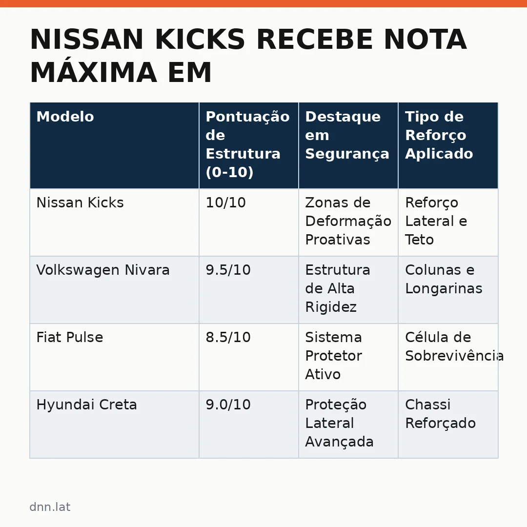 Infográfico - Nissan Kicks recebe nota máxima em segurança após resolver falha estrutural importante no modelo brasileiro