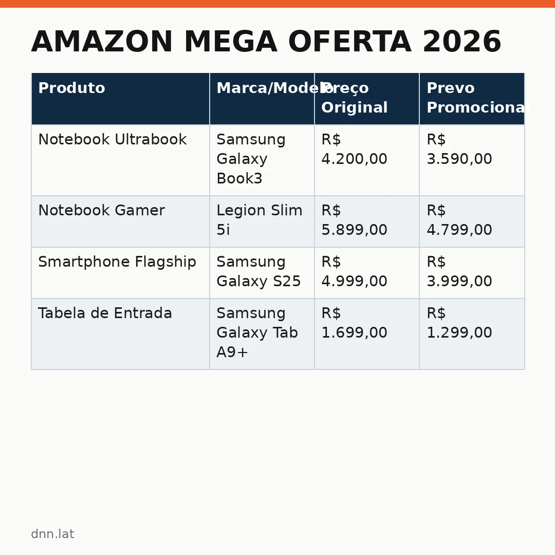 Infográfico - Amazon Mega Oferta 2026: O Guia Completo das Ofertas para Assinantes Prime