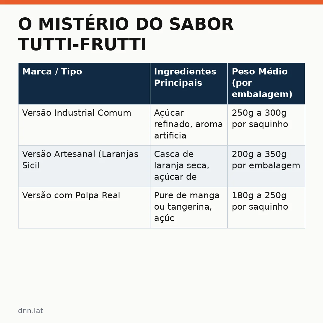 Infográfico - O mistério do sabor tutti-frutti: a verdade sobre o que é feito esse doce icônico
