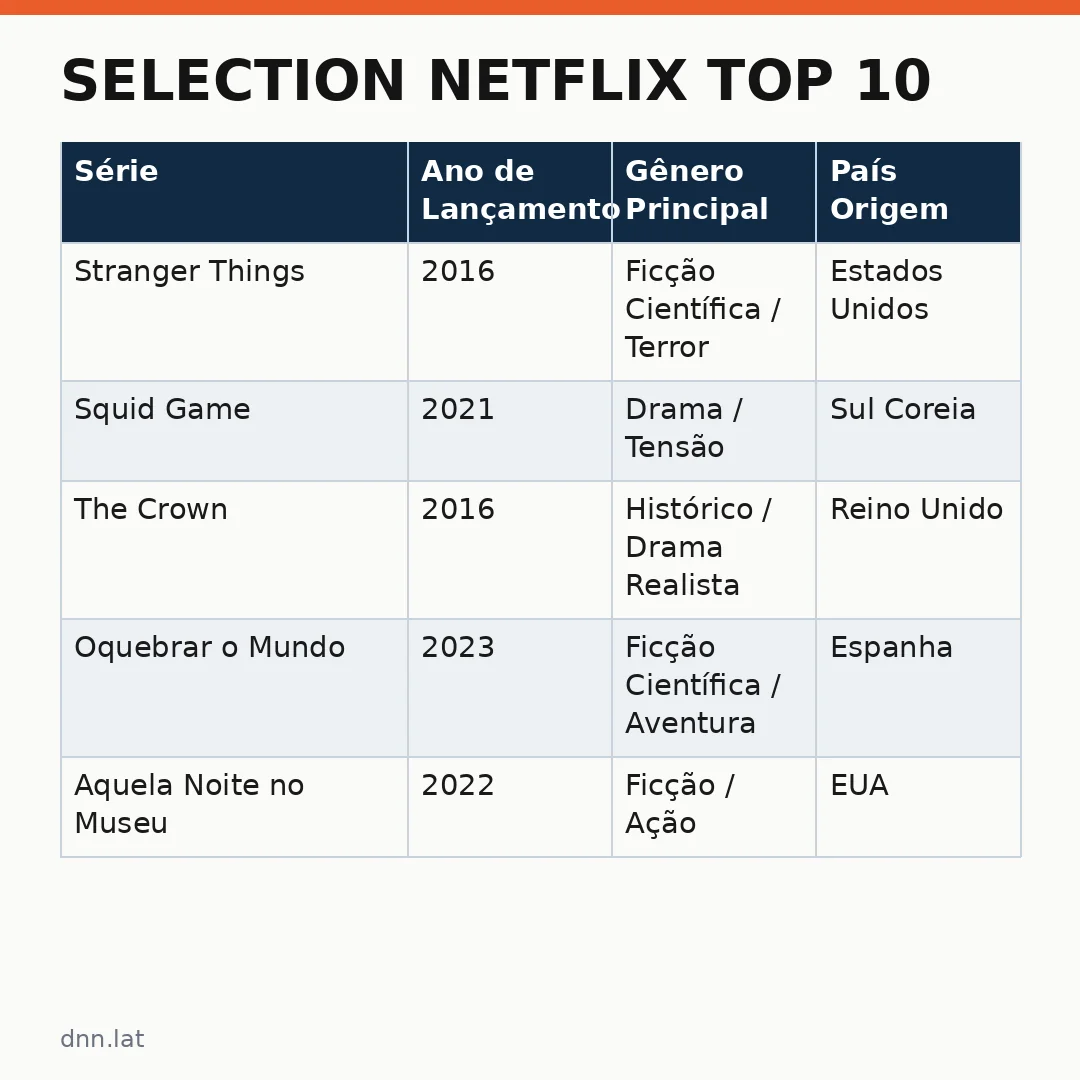 Infográfico - Selection Netflix Top 10: Uma Análise Cultural das Mais Assistidas