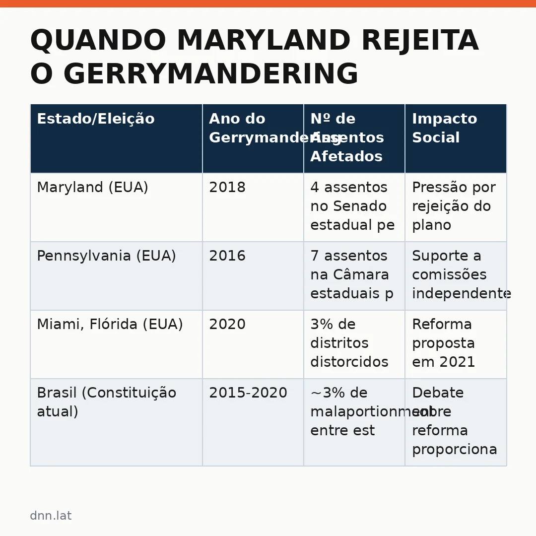 Infográfico - Quando Maryland rejeita o gerrymandering: uma lição para a democracia brasileira